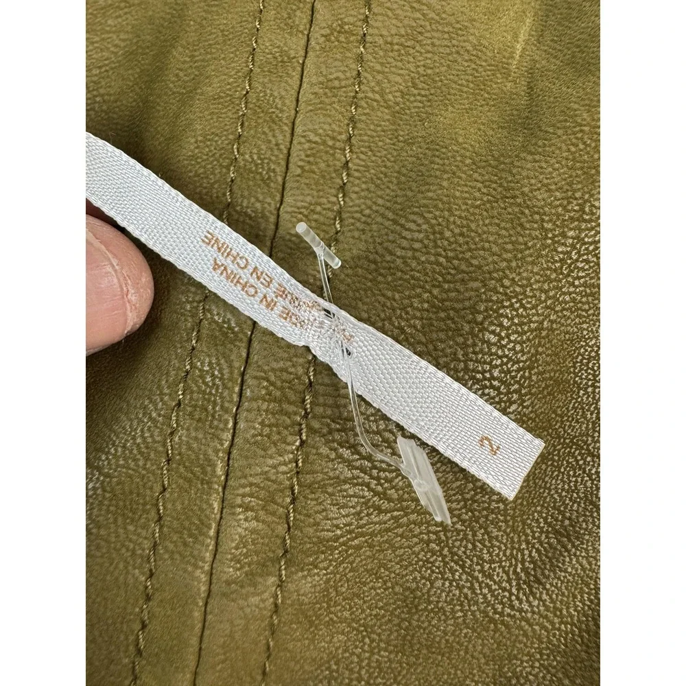Free People Skirt Womens 2 Olive Green‎ Faux Leather Mini Zip Back High Waist